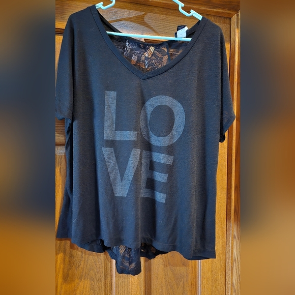 torrid Tops - Torrid, Women's Top, Size 0X, Lace on the back, Black, Good Shape, "LOVE"